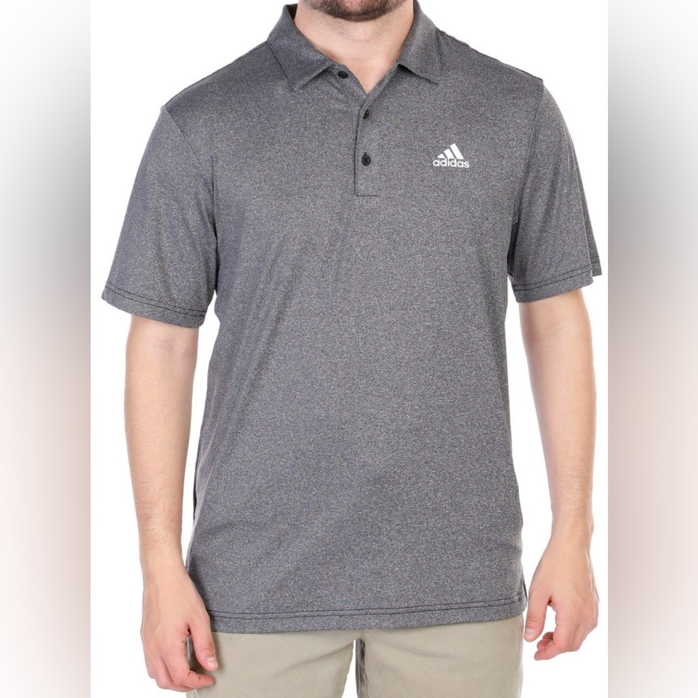 Adidas
Men's Solid Medium Heather Golf Polo Shirt. UV 50 sun protection
